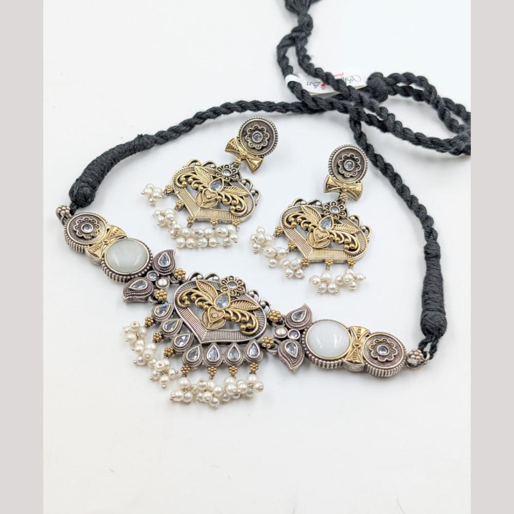 Akruti Collection 2 Tone Plated Choker Necklace Set