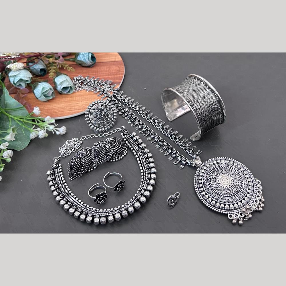 Akruti Collection Oxidised Plated Combo Set