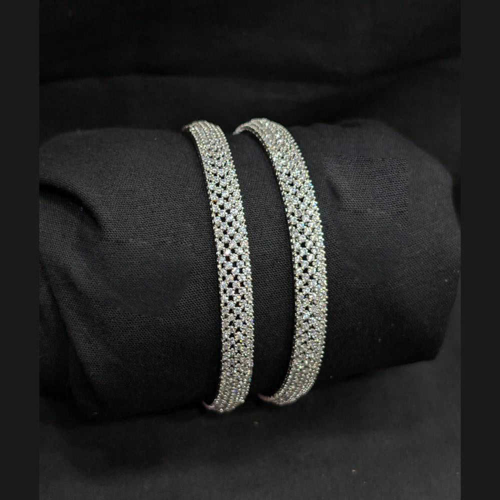 Akruti Collection Premium Silver Plated American Diamond Bangles