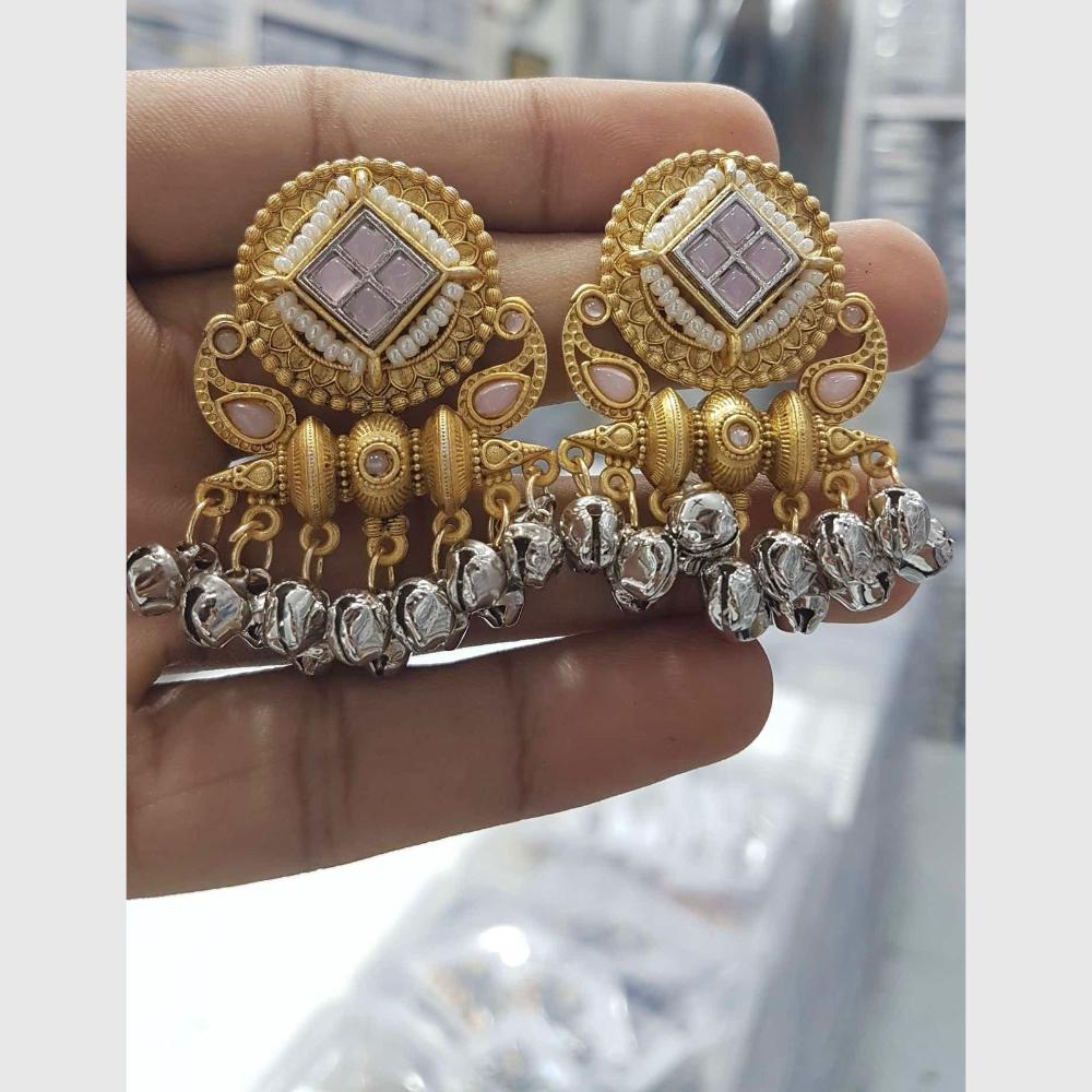Akruti Collection Designer Dangler Earrings – Two-Tone Indian Jewelry