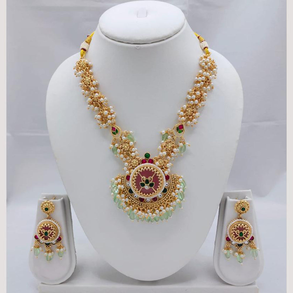 Akruti Collection Premium Pota & Pearl Necklace Set for Every Occassions