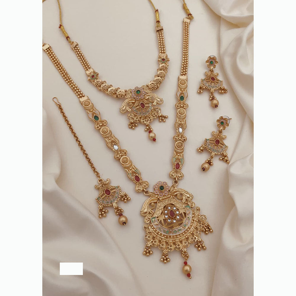 Akruti Collection Ethnic Beauty Pota Stone And Meenakari Necklace Set