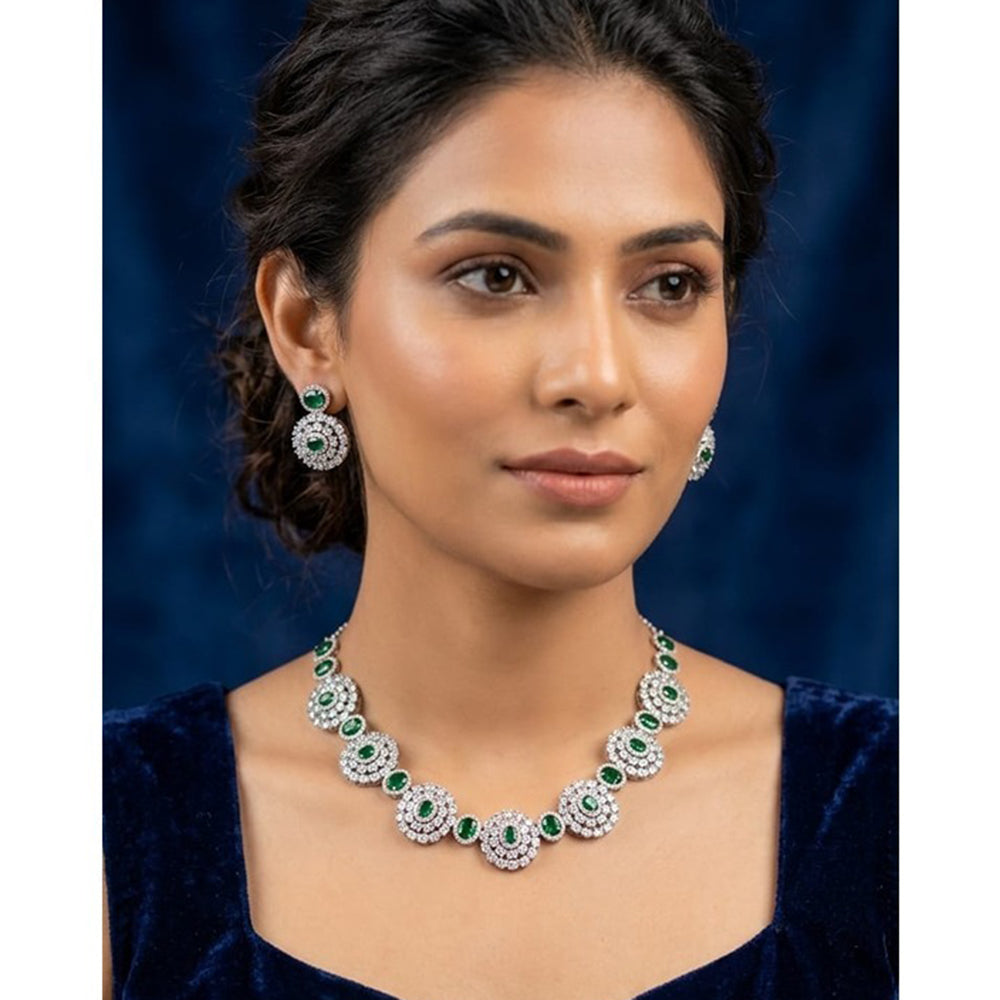 Akruti Collection Graceful American Diamond Necklace Set
