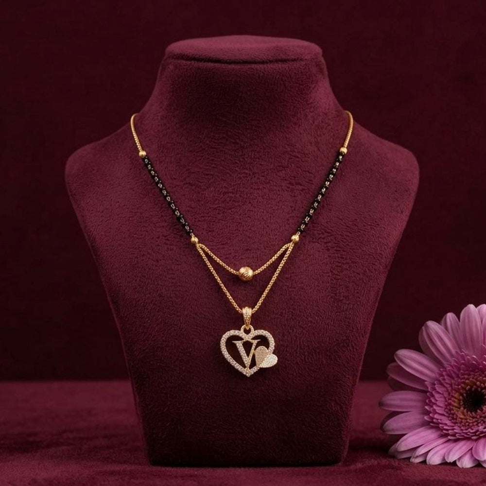 Akruti Collection Glamorous Austrian Stone Alphabet Mangalsutra