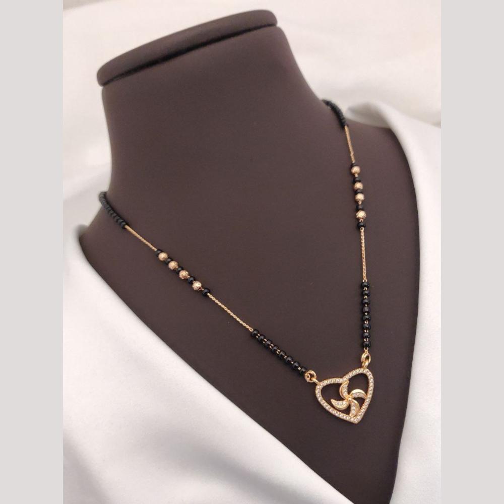 Akruti Collection Elegant Austrian Stone And Beads Black Beads Mangalsutra