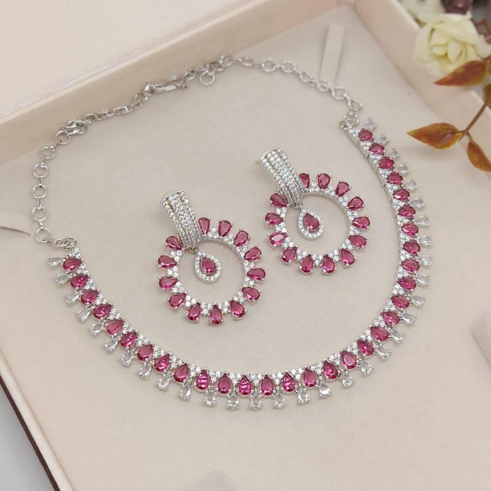 Akruti Collection Graceful American Diamond Necklace Set