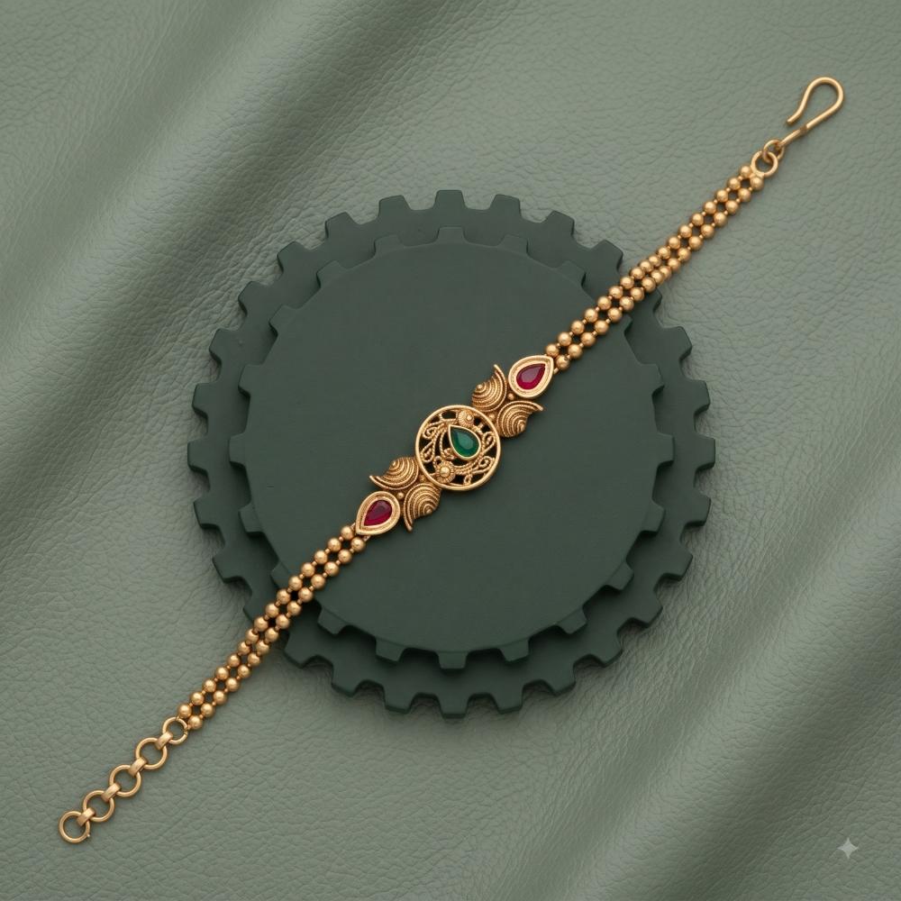 Akruti Collection Royal Pota Stone And Pearl Adjustable Bracelet
