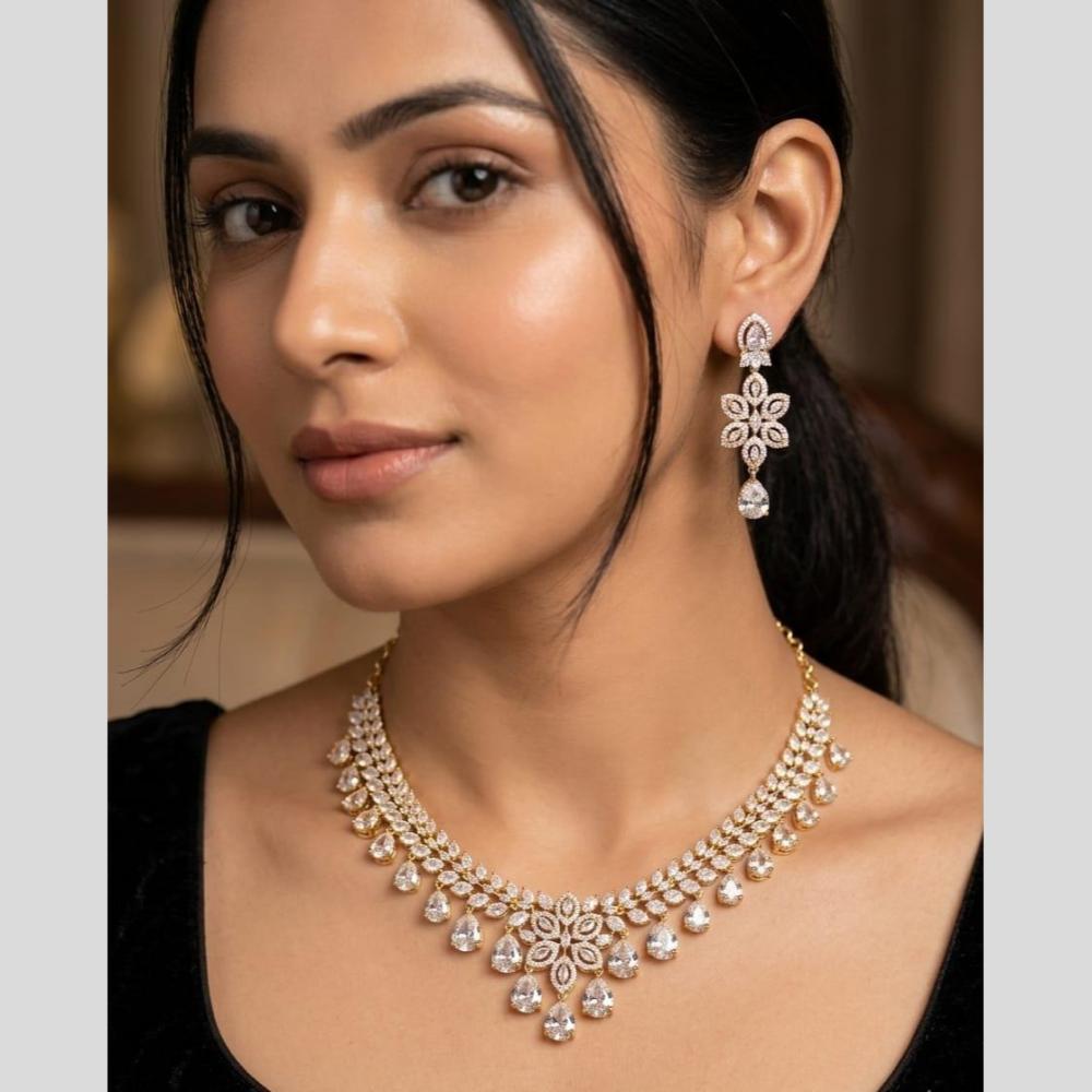 Akruti Collection Radiant Glow Modern American Daimonds Necklace Set