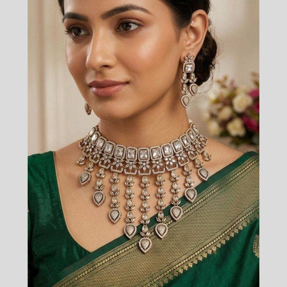 Akruti Collection Radiant Glow Modern American Daimonds Necklace Set