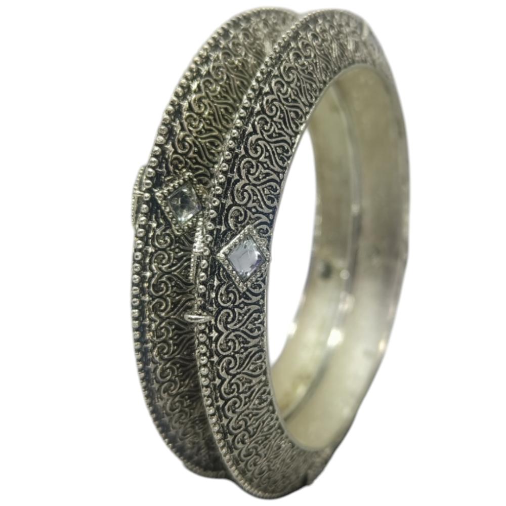 Amity Arts Oxidised Plated Kundan Stone Bangles Set (2 Piece Only)