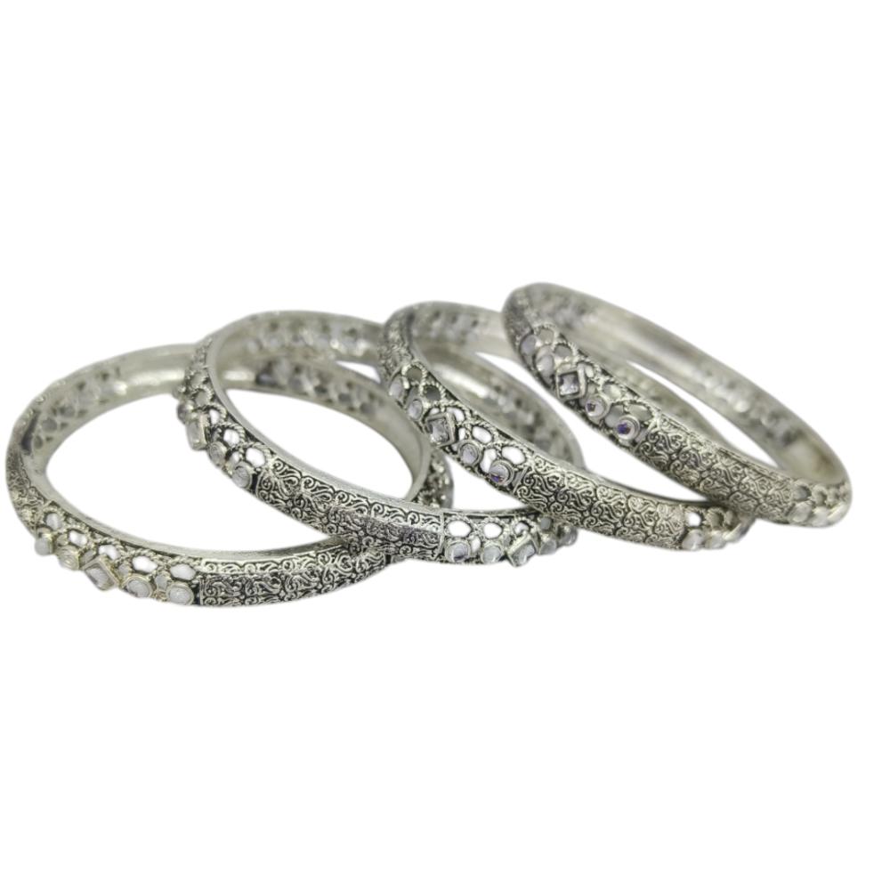 Amity Arts Oxidised Plated Bangles Set (4 Piece Only)