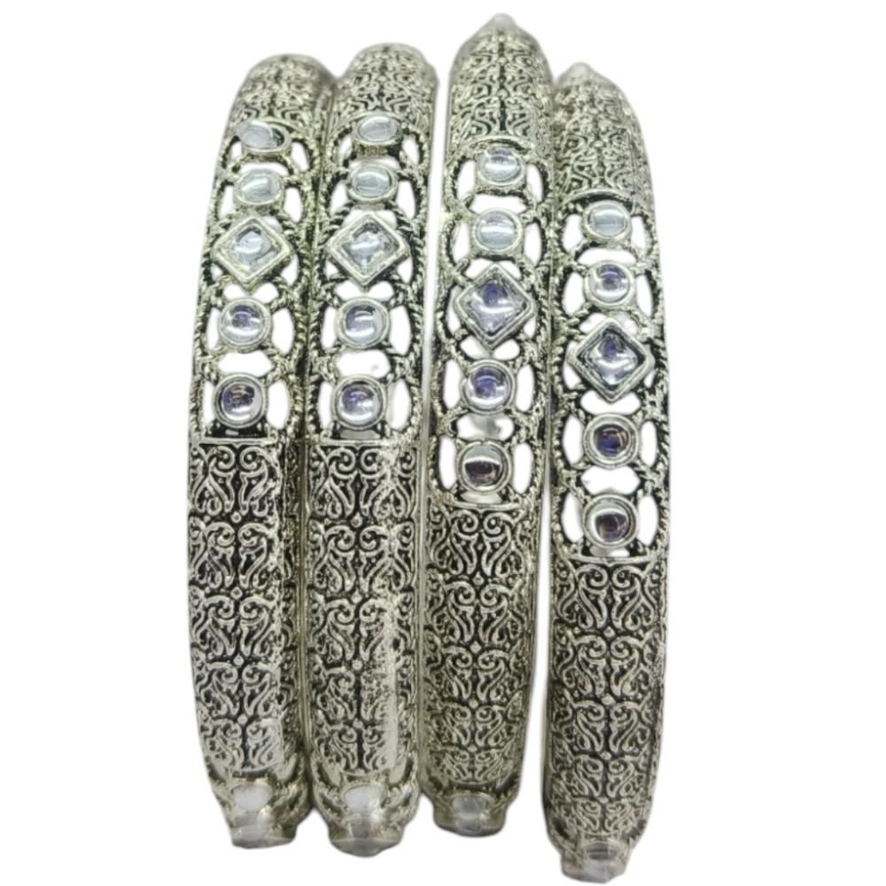 Amity Arts Oxidised Plated Bangles Set (4 Piece Only)