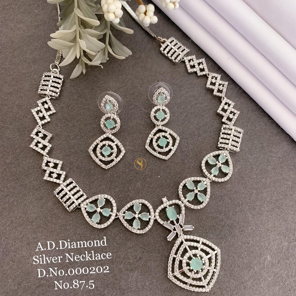 Shrijicreation Silver Plated AD Stone Necklace Set
