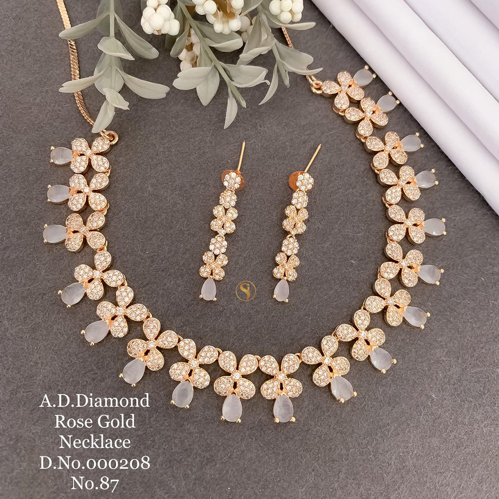 Shrijicreation Rose Gold Plated AD Stone Necklace Set