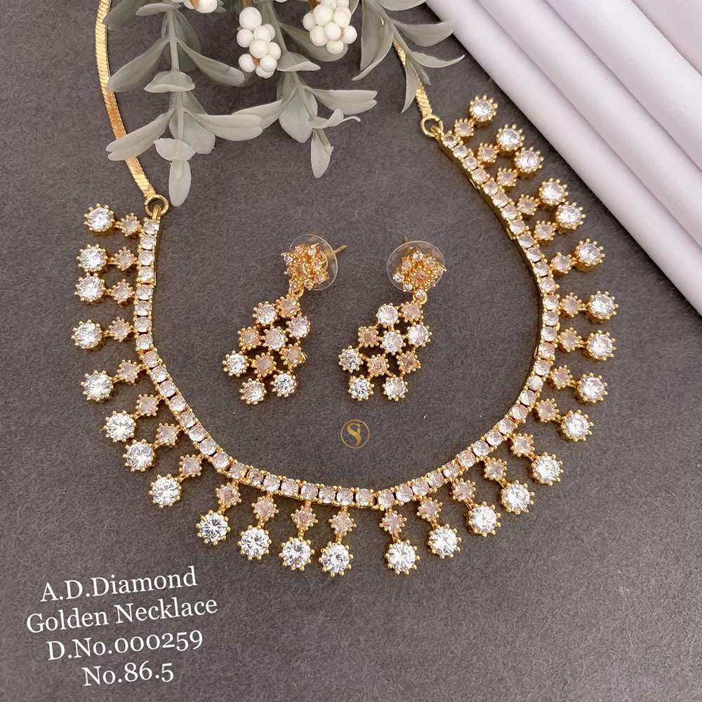 Shrijicreation Gold Plated AD Stone Necklace Set