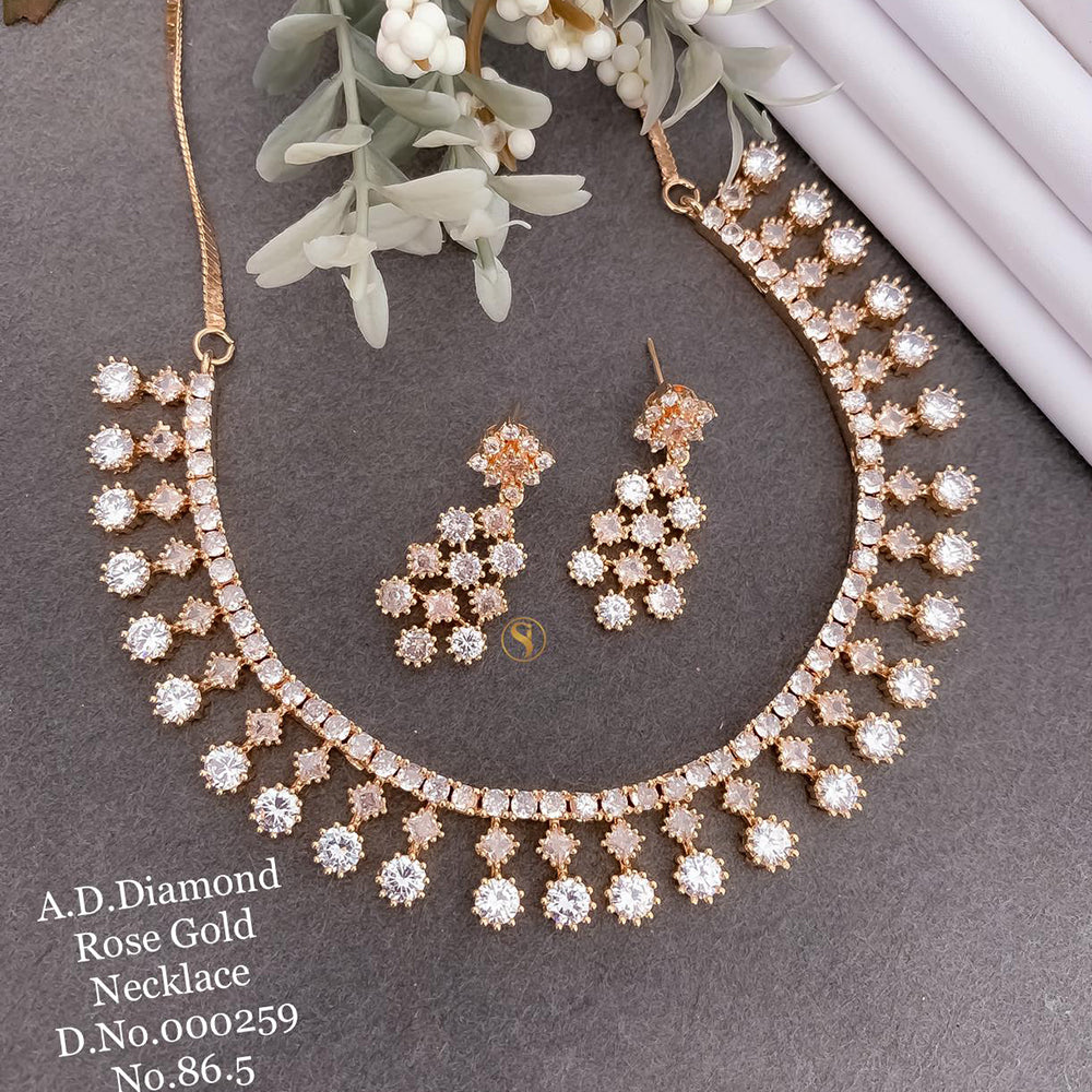 Shrijicreation Rose Gold Plated AD Stone Necklace Set
