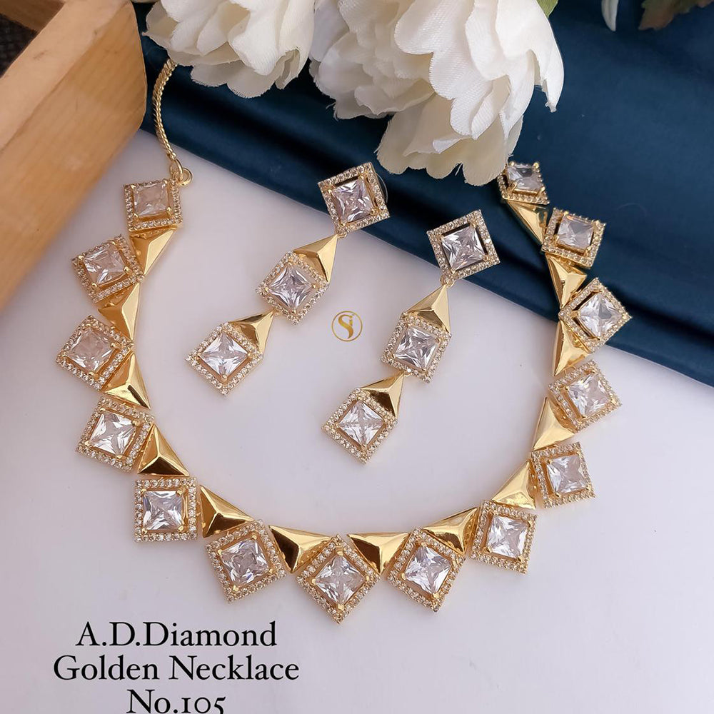 Shrijicreation Gold Plated AD Stone Necklace Set