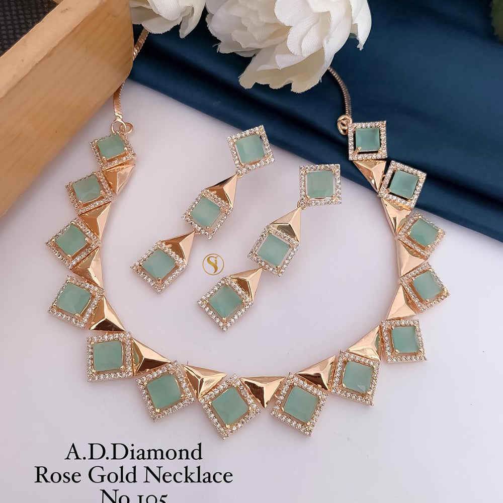 Shrijicreation Rose Gold Plated AD Stone Necklace Set