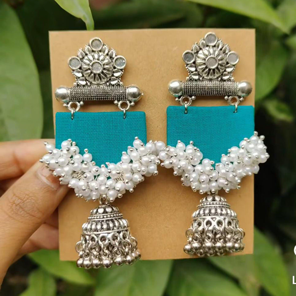 Shrijicreation Oxidised Plated Handmade Pearl Jhumki Earrings