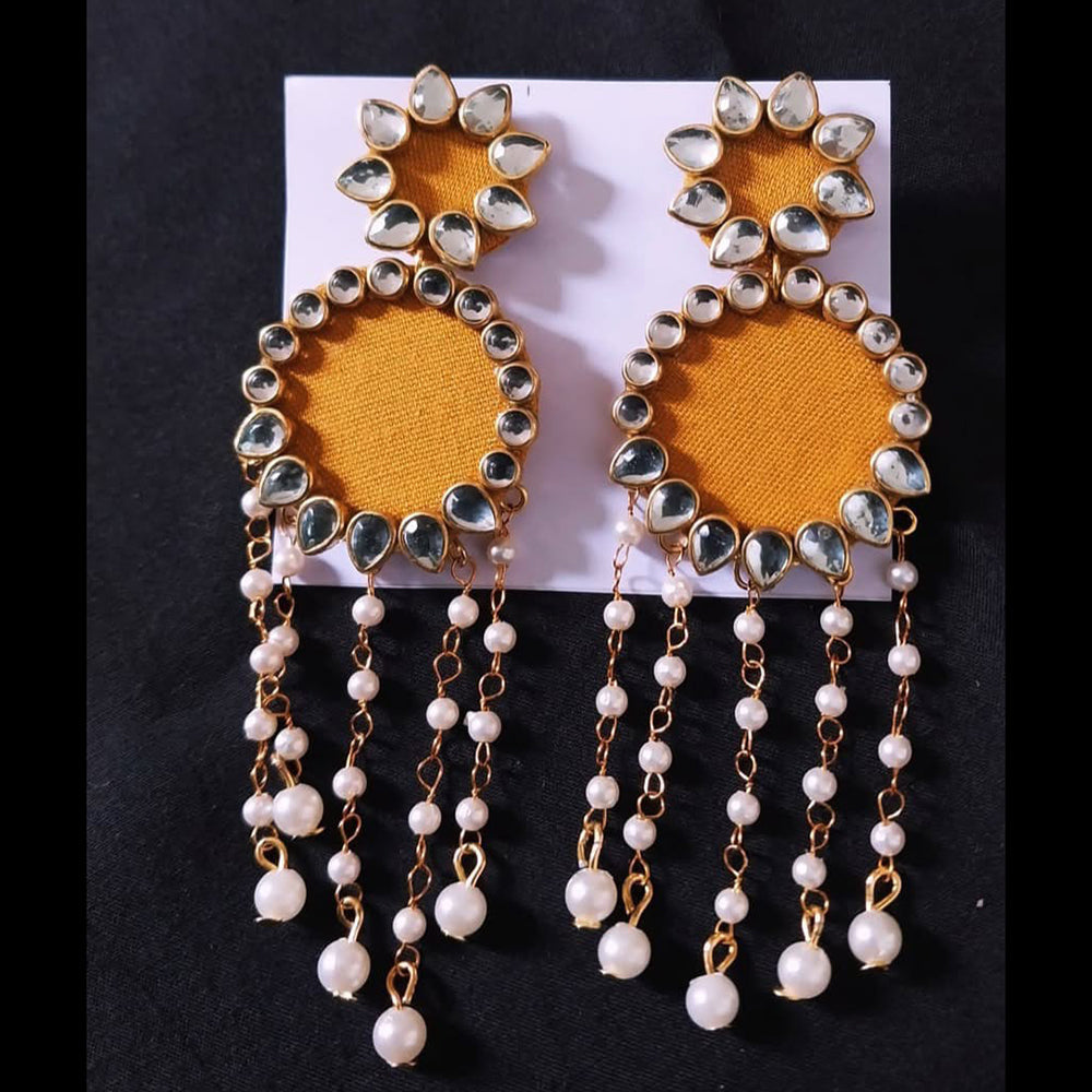 Shrijicreation Gold Plated Handmade Kundan Stone And Pearl Dangler Earrings