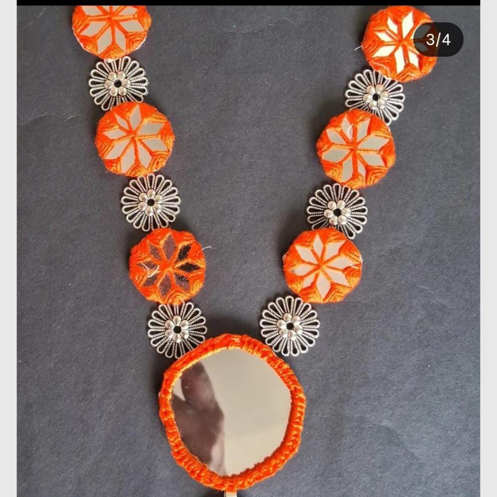 Shrijicreation Oxidised Mirror Embellished Long Necklace Jewellery Set