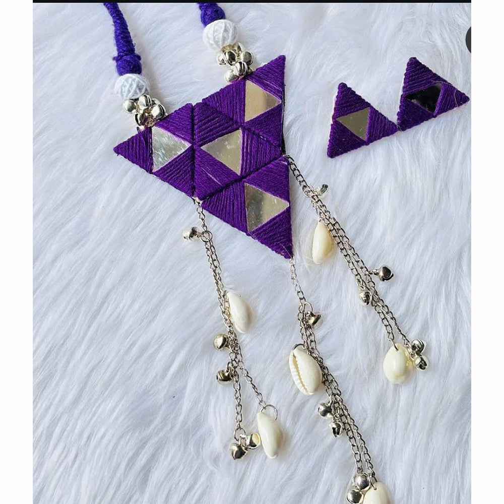 Shrijicreation Vintage Inspired Oxidised Mirror And Ghungroo Shell Necklace Set