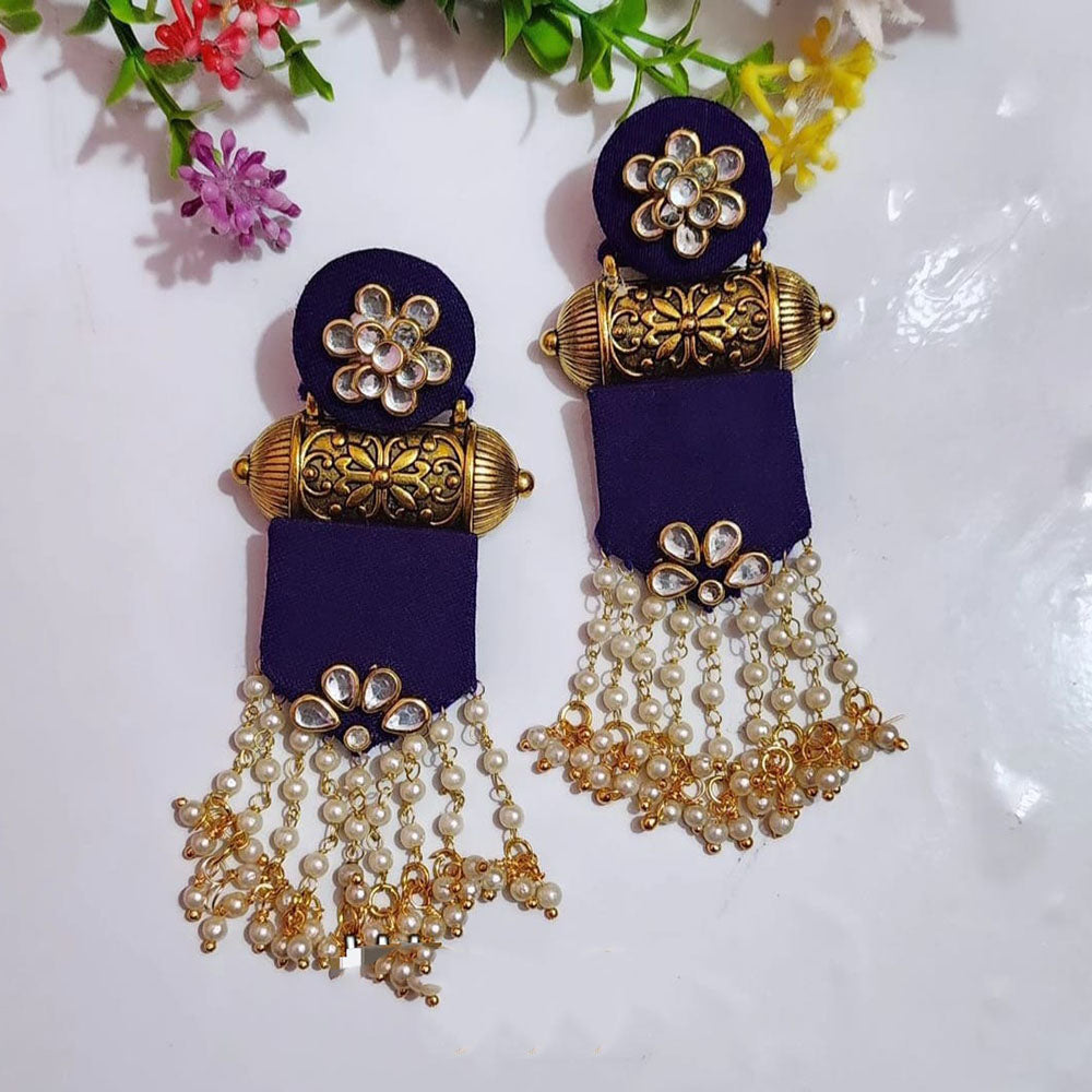 Shrijicreation Graceful Kundan Stone And Pearls Dangler Earrings