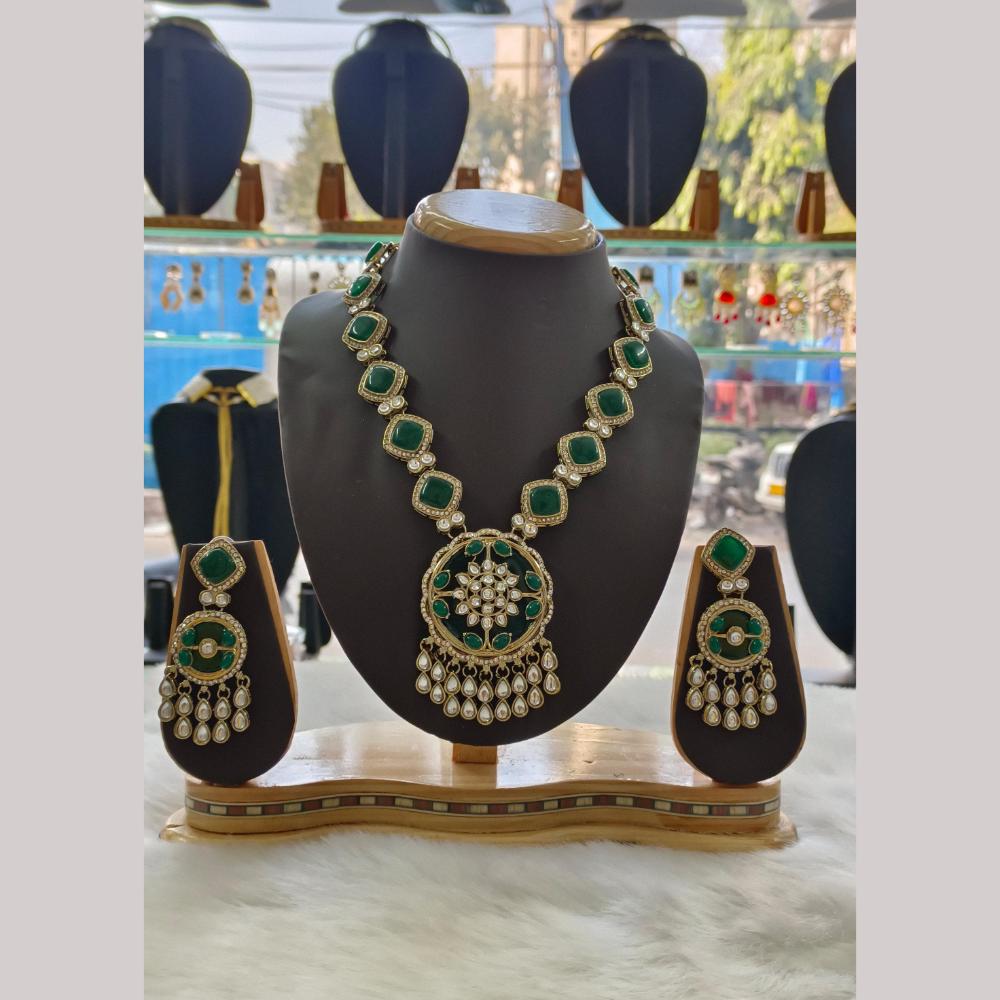 Palak Art Gold Plated Kundan Stone Necklace Set