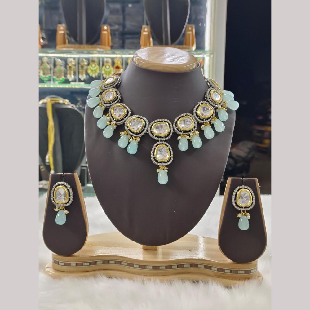 Palak Art 2 Tone Plated Kundan Stone And Beads Necklace Set