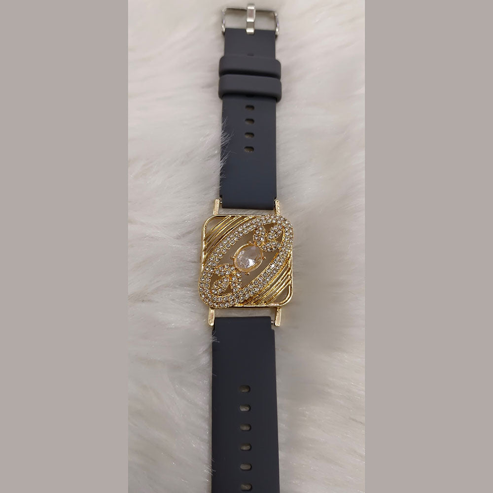 Palak Art Gold Plated Austrian Stone Wrist Watch Style Belt Bracelet