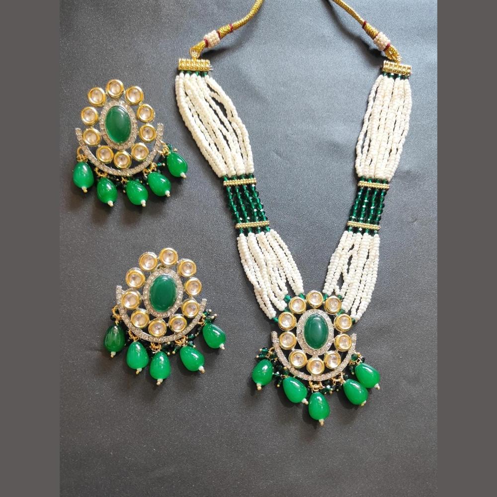 Palak Art Gold Plated Kundan Stone And Pearls Necklace Set
