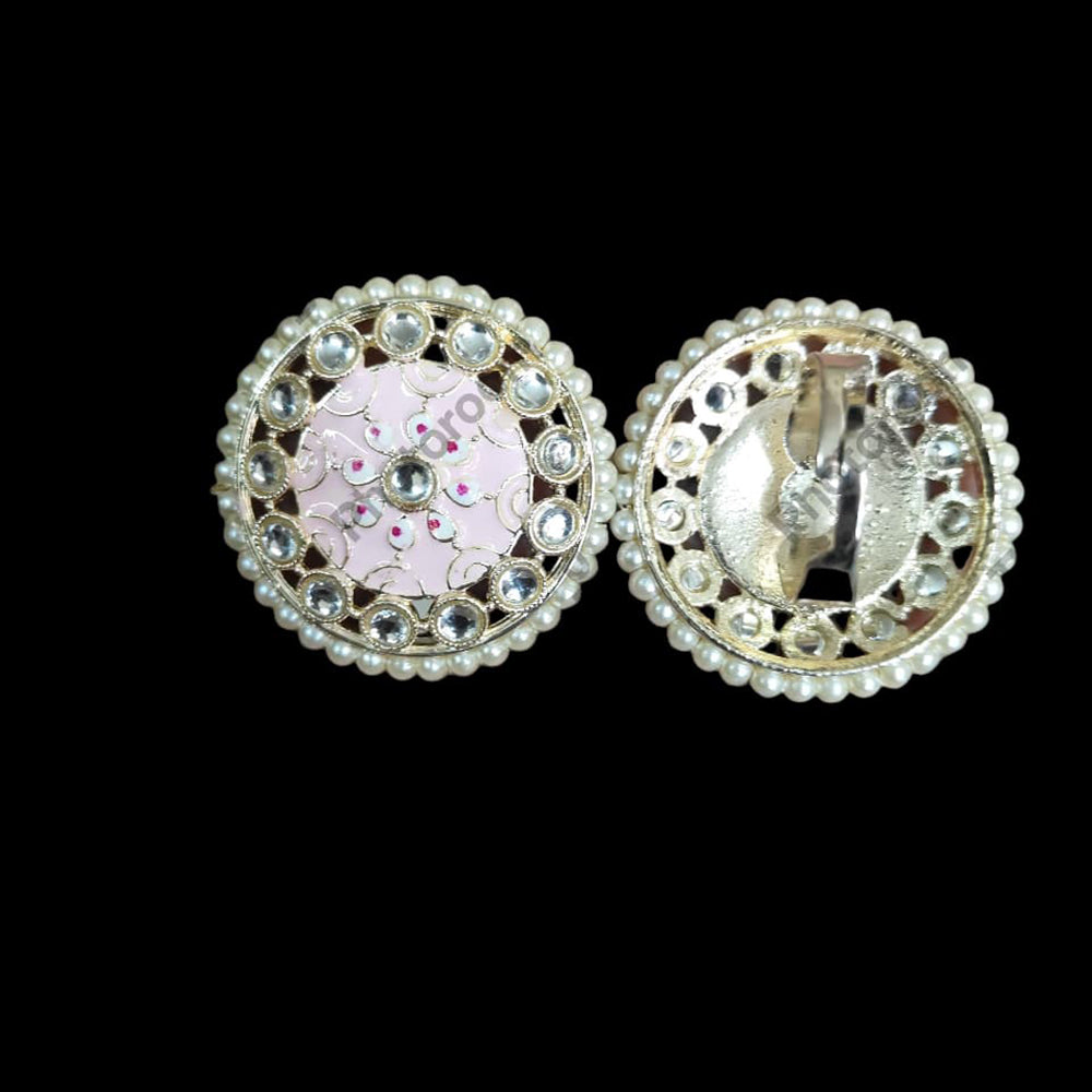 Palak Art Designer Kundan Stone And Meenakari Adjustable Ring