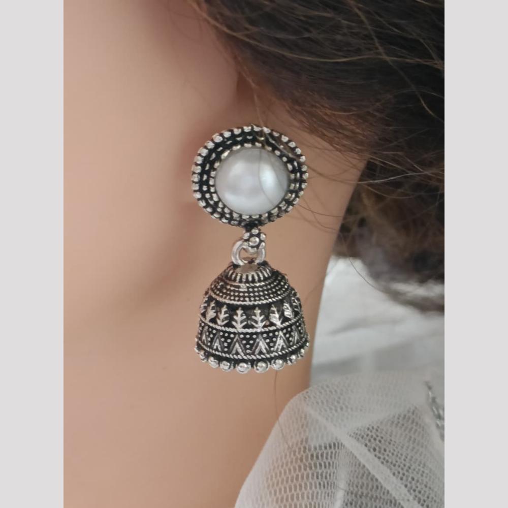Exotica Collection Oxidised Plated Jhumki Earrings