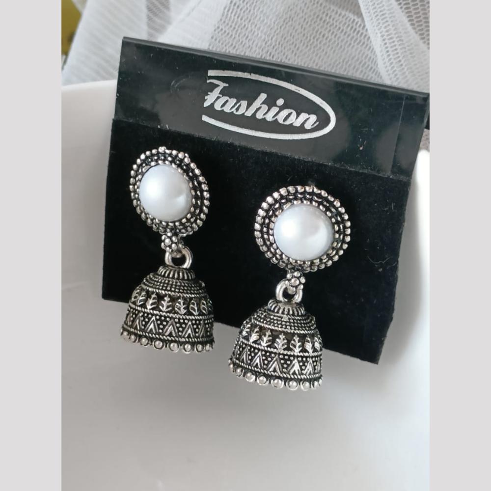 Exotica Collection Oxidised Plated Jhumki Earrings