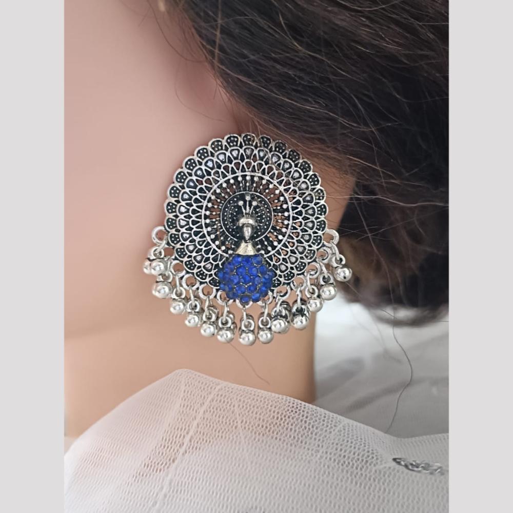 Exotica Collection Oxidised Plated Austrain Stone Dangler Earrings