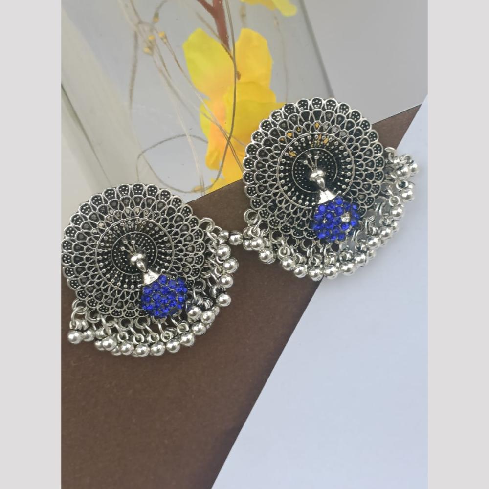 Exotica Collection Oxidised Plated Austrain Stone Dangler Earrings