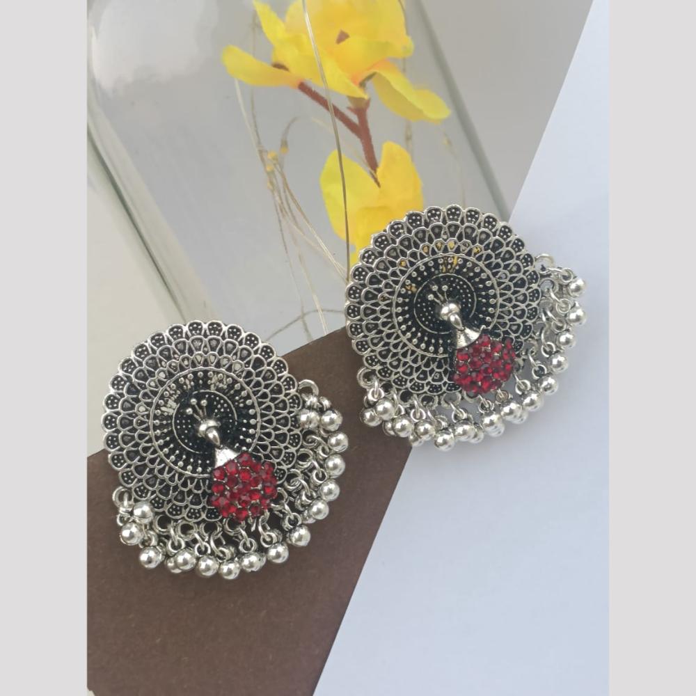 Exotica Collection Oxidised Plated Austrain Stone Dangler Earrings