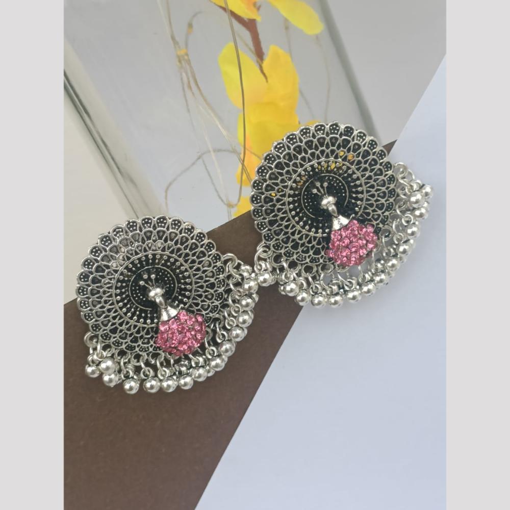 Exotica Collection Oxidised Plated Austrain Stone Dangler Earrings