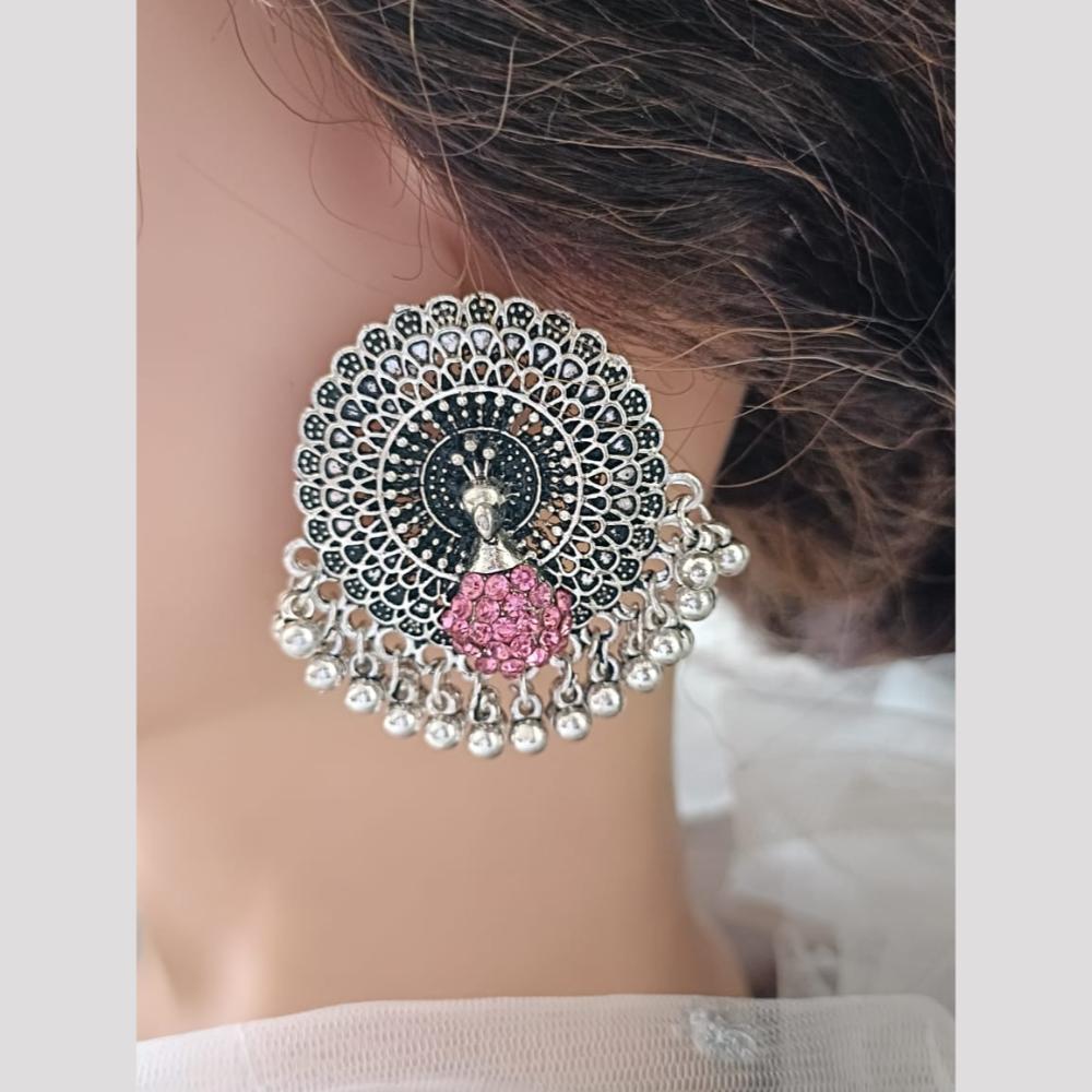 Exotica Collection Oxidised Plated Austrain Stone Dangler Earrings