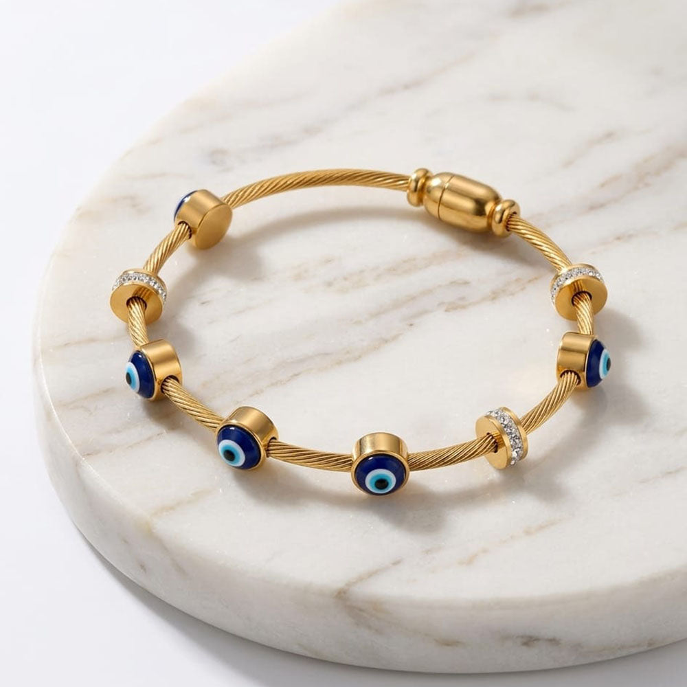 Exotica Collection Evil Eye Beaded Unisex Nazariya Openable Bracelet