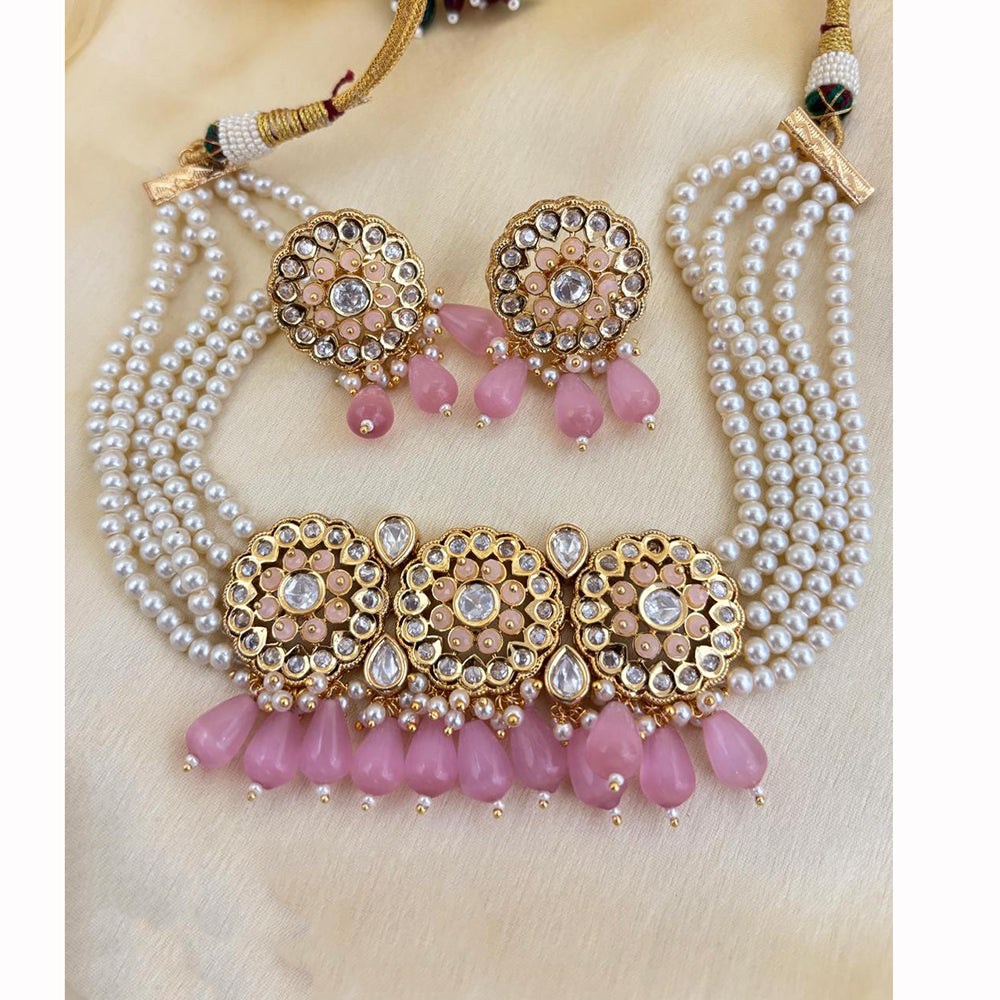 Jewel Addiction Luxury Polki Kundan And Pearl Choker Necklace Set