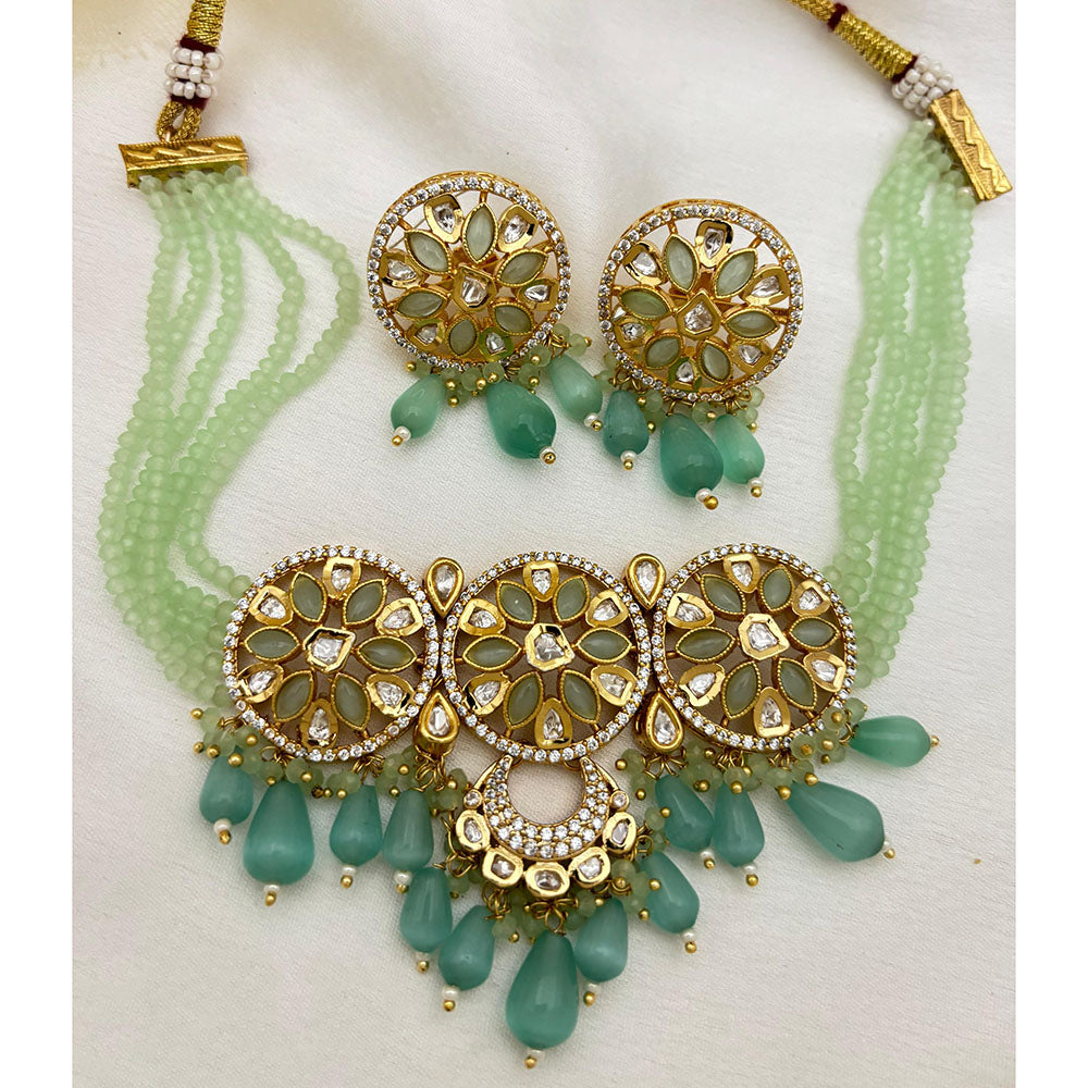 Jewel Addiction Heavy Look Polki Kundan And Beads Choker Necklace Set