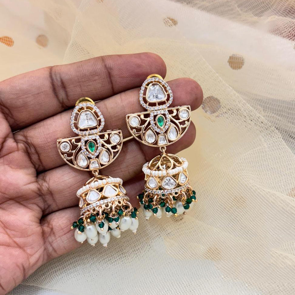 Jewel Addiction Polki Kundan Stone And Pearl Designer Jhumki Earrings
