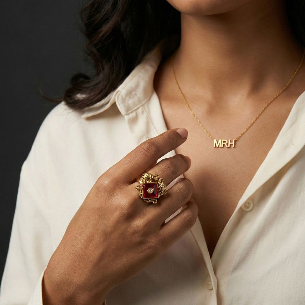 Jewel Addiction Pota Stone Elephant Motifs Designer Finger Ring
