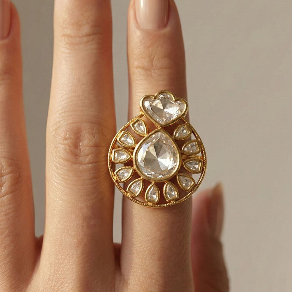 Jewel Addiction Royal Look Polki Kundan Designer Finger Ring