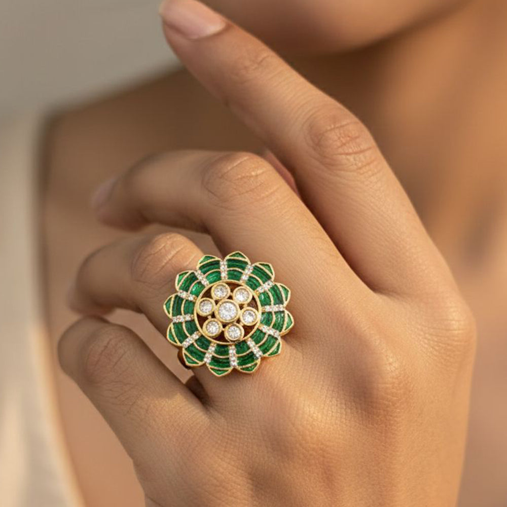 Jewel Addiction Royal Look Polki Kundan Designer Finger Ring
