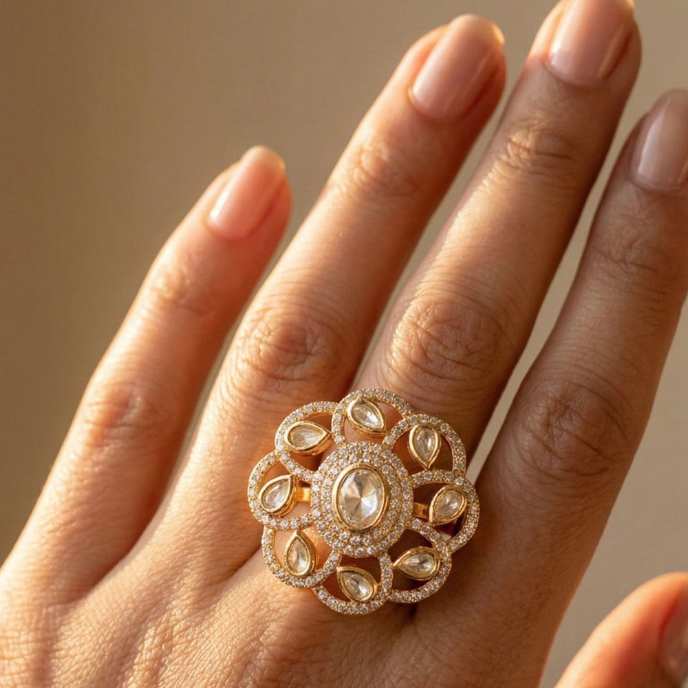 Jewel Addiction Elegant Pota Stone And Austrian Designer Finger Ring