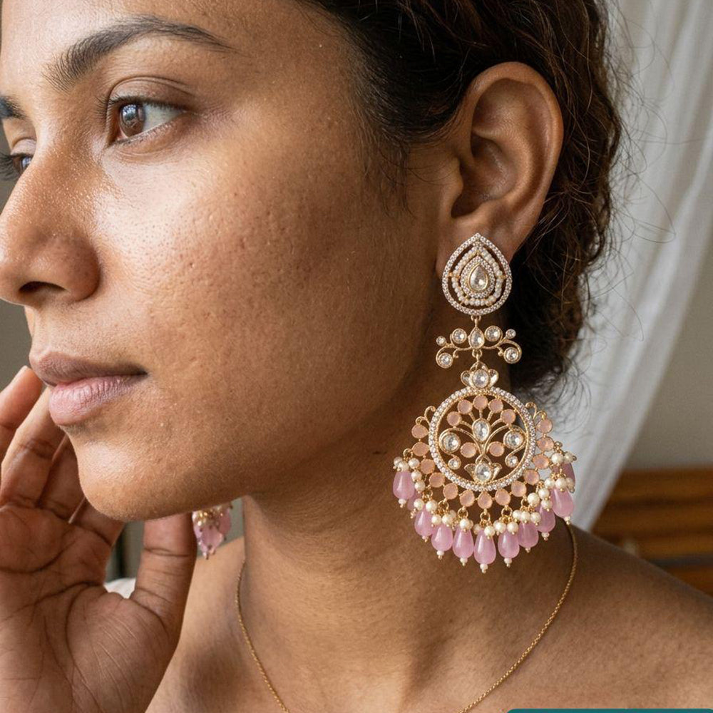 Jewel Addiction Designer Polki Kundan Stone And Beads Dangler Earrings