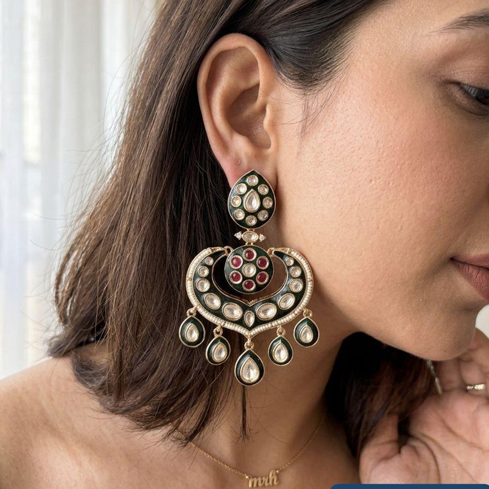 Jewel Addiction Designer Polki Kundan Stone And Beads Dangler Earrings