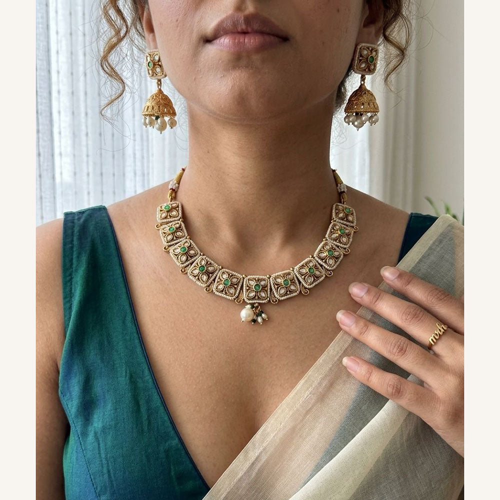 Jewel Addiction Luxury Pota Stone And Pearl Necklace Set